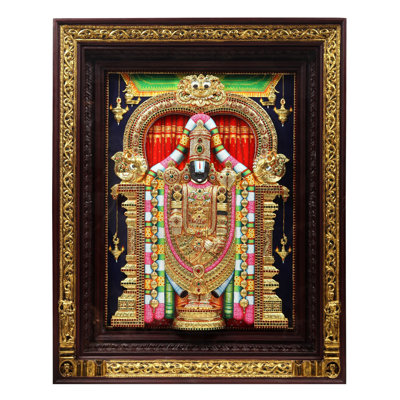 Tirupati Balaji (Venkateshvara) Tanjore Painting with Light | 22 Karat Gold Embossed Work