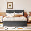 Lit plateforme tapissier avec 2 tiroirs et 1 lit gigogne simple, tête de lit classique pour les chambres élégantes et peu encombrantes-1448579520-1448579521