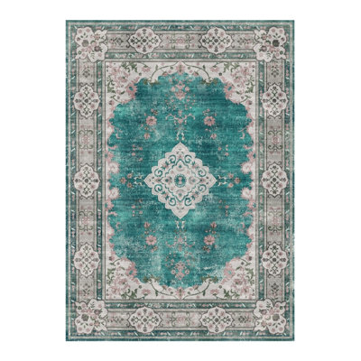 Tapis à motif floral lavable pour le salon Boho