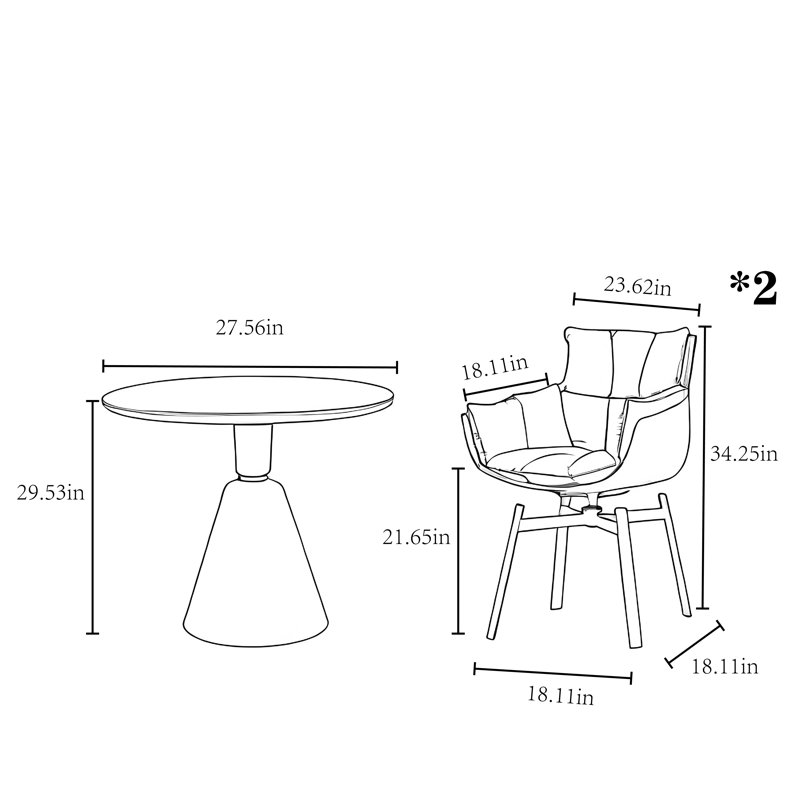 One table with two chairs reception set