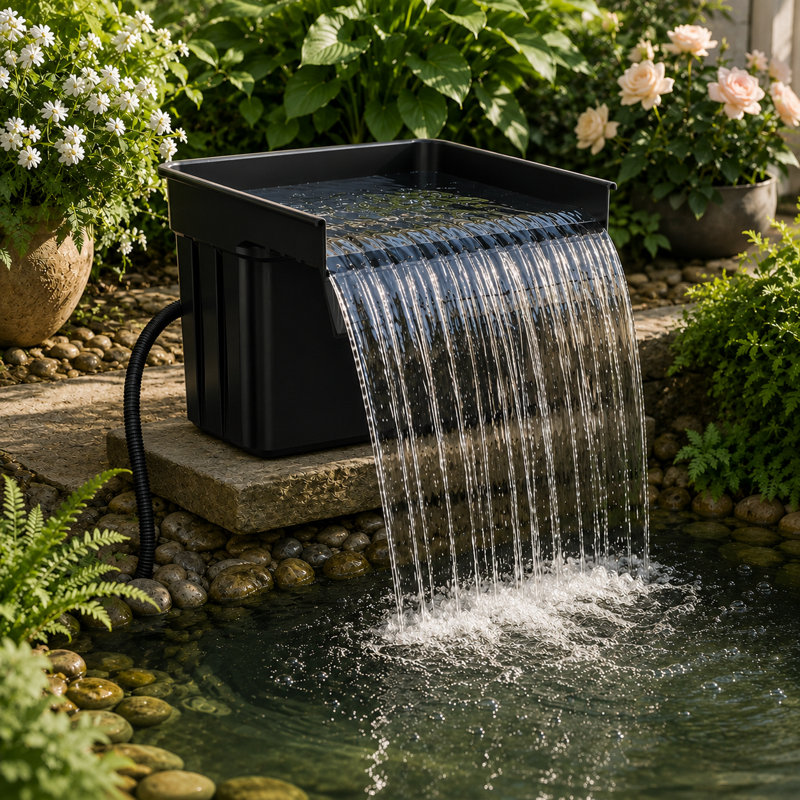 Ensemble de déversoir Pond Waterfall avec pompe 42W DC 1200GPH, déversoir 17 po et tubulure de 10 pi