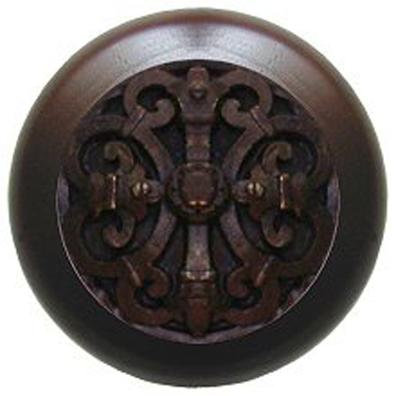 Olde World 1.5" Diameter Mushroom Knob, Antique Copper/Natural Wood