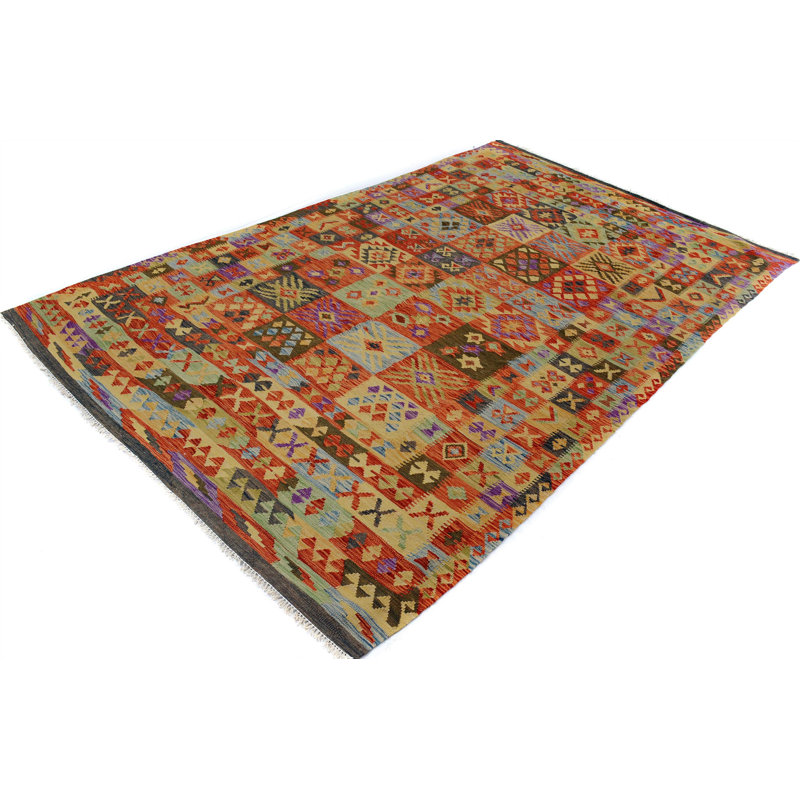 Tapis gris / rouille en laine tissé à la main Jorge