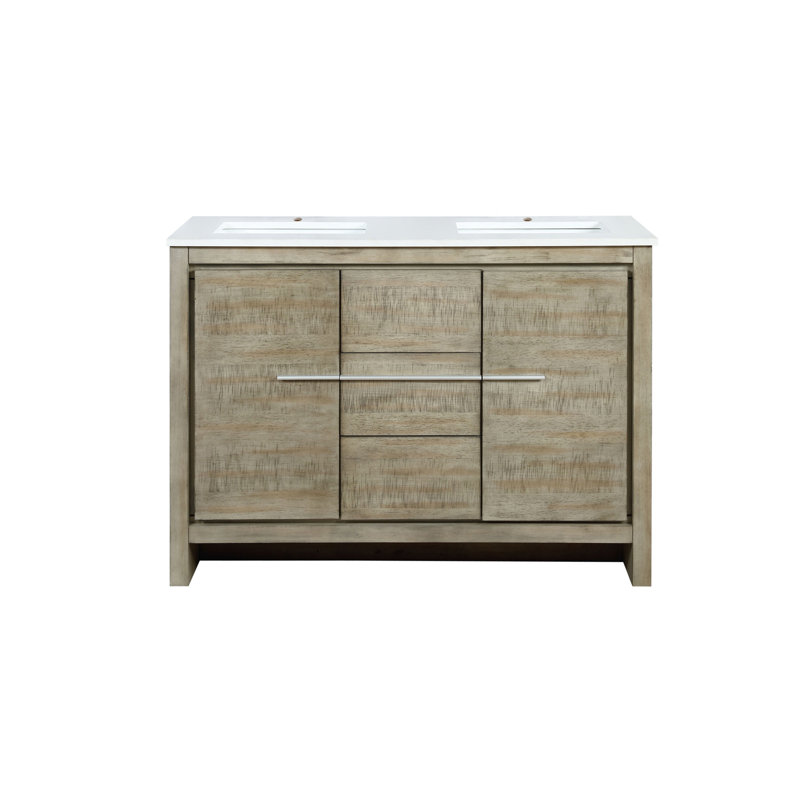 Meuble-lavabo double avec comptoir en quartz