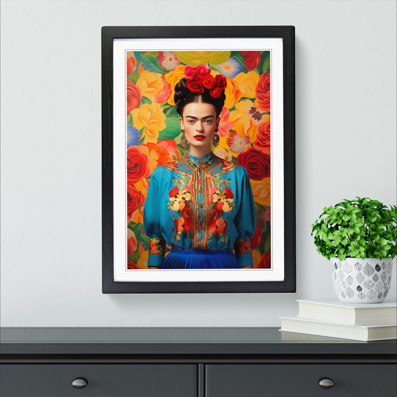 Frida Kahlo Colour Field - Framed Print, Black Framed, 46cm H x 34cm W
