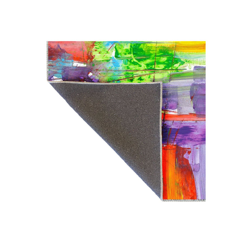 Tapis décoratif multicolore lavable à la machine, Rectangle 4 pi 7 po x 6 pi 7 po