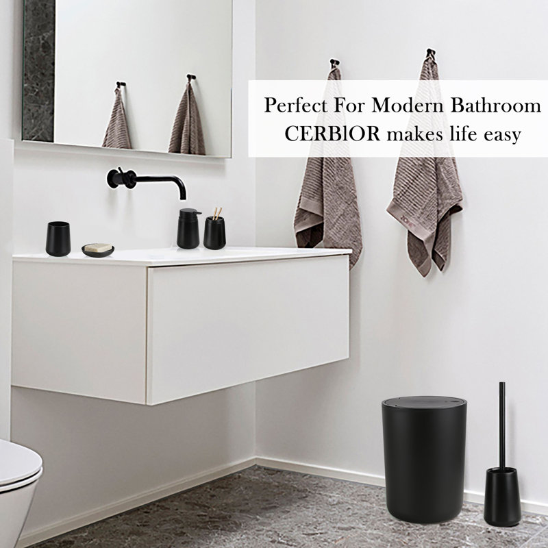 Denitta Plastic Bathroom Accessory Set, Black
