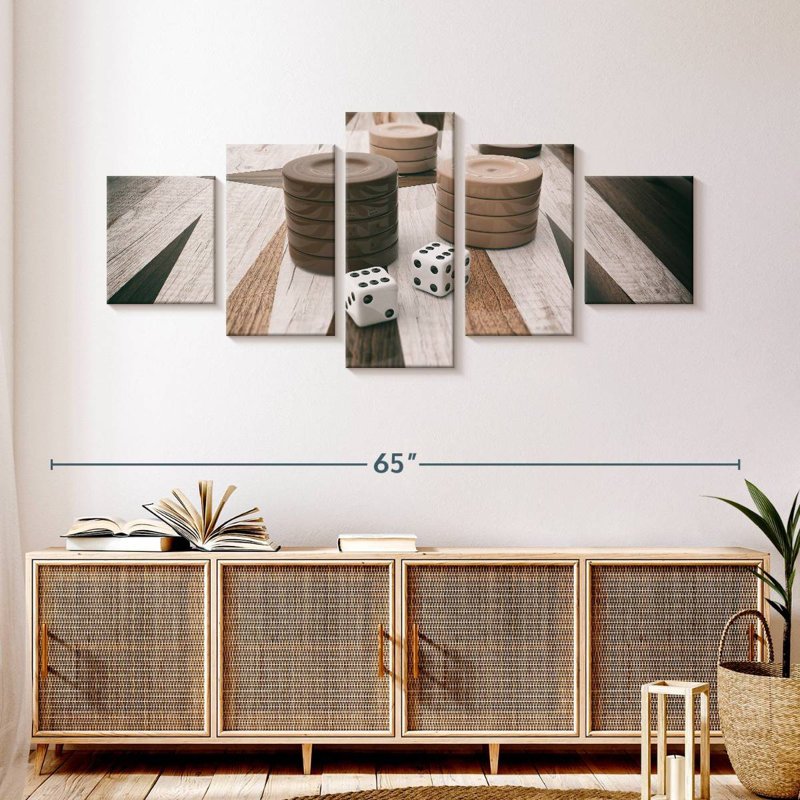 Plateau de backgammon en bois, H 24 po x l 55 po