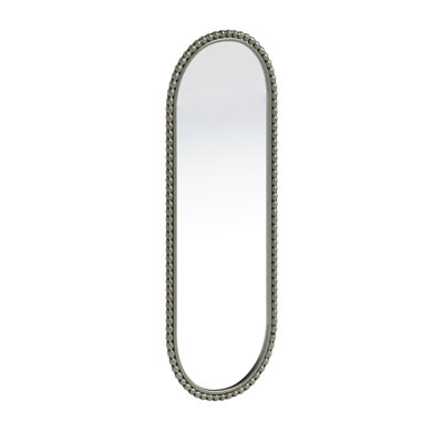 Iron Art Oval Retro Mirror, Antique Effect,Wall Hanging,Suitable For Living Room,Bedroom, Entrance (Silver)