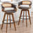 Swivel Upholstered Cane Back Counter Height Bar Stools-1863290118-1863290113