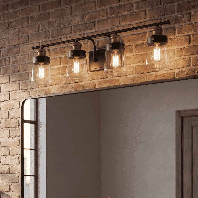 3-Light Dimmable Black Vanity Light, 9.75" H x 24" W x 24" D, 3 Lights