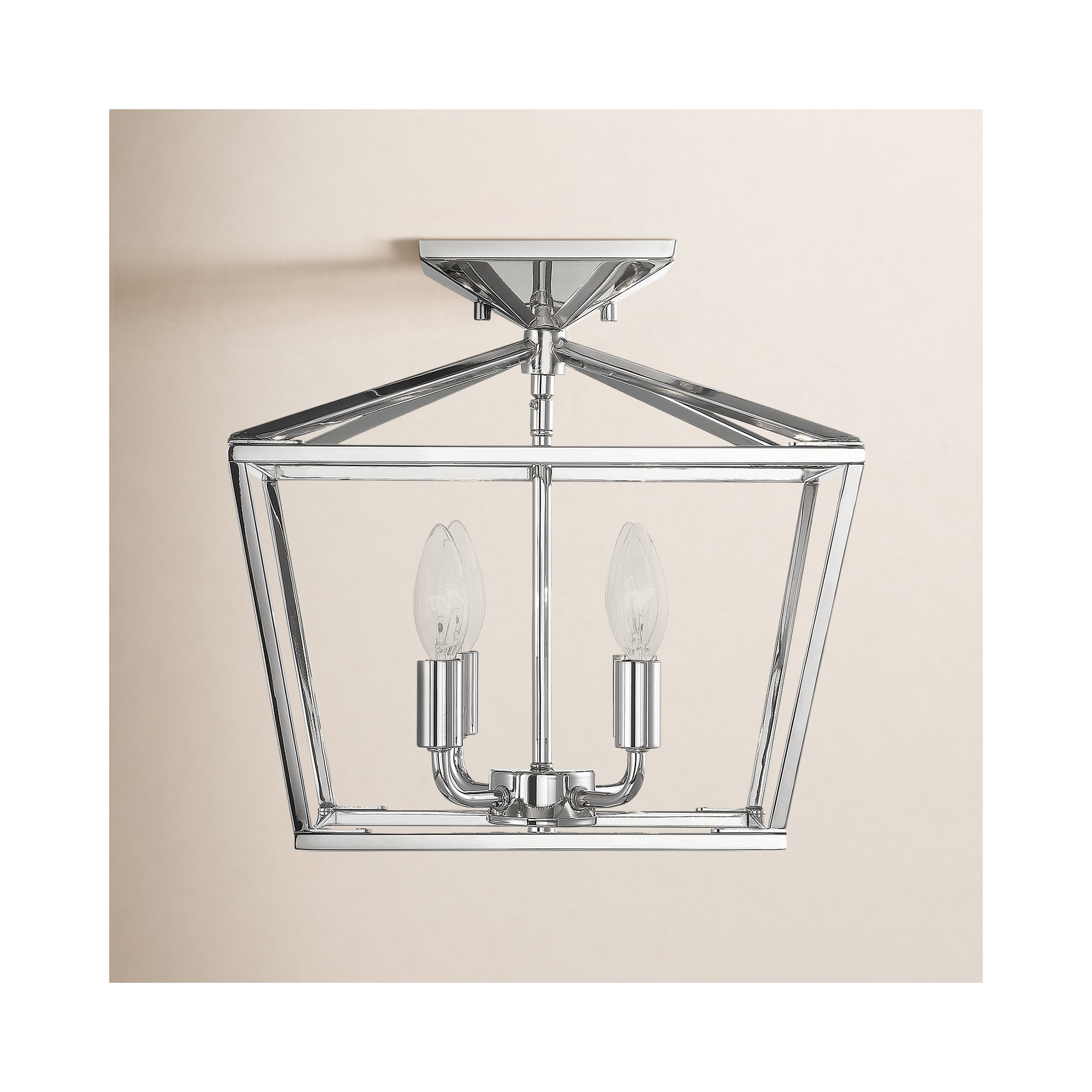 Hastings 4 Light Semi Flush Mount, Warm Brass
