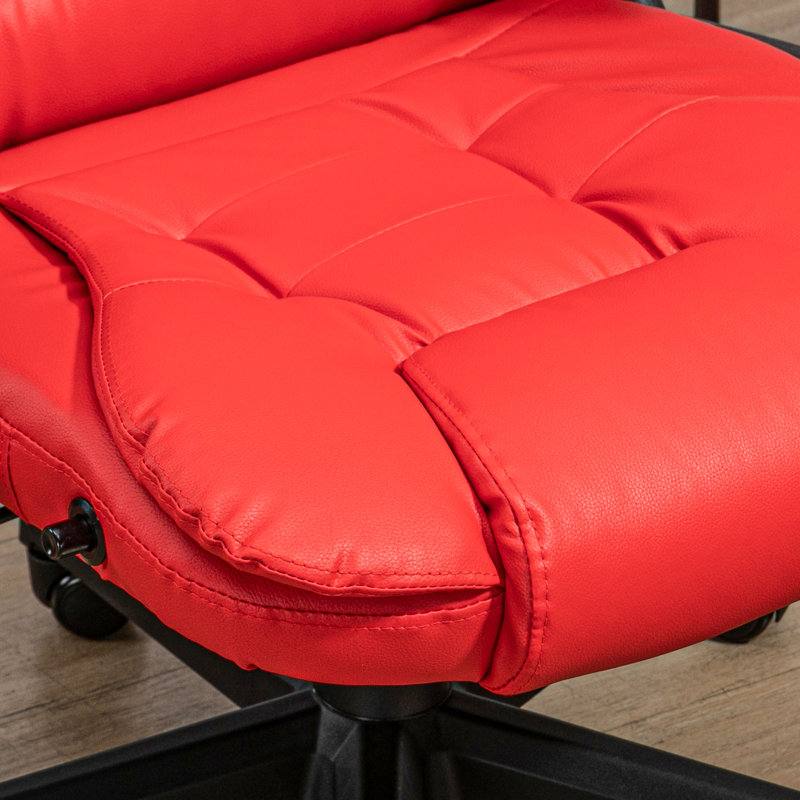 Fauteuil de bureau à massage à haut dossier avec 6 points de vibration, Rouge, Faux cuir