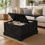 Table basse avec rangement dissimulé, table basse de style champêtre avec plateau relevable pour salon - Noir-627780171