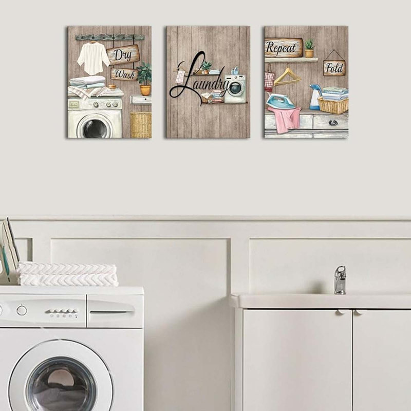 3 Piece Wrapped Canvas Print, Brown
