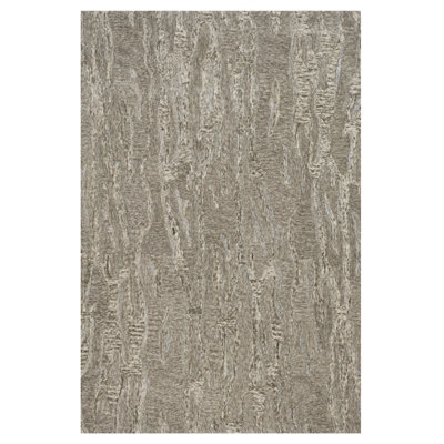 3' X 5' Sand And Grey Abstract Hand Tufted Area Rug