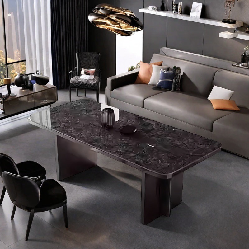 Table de salle à manger moderne petit appartement simple, Noir, noir, noir, noir, H 29,5 po x L 78,7 po x l 35,4 po
