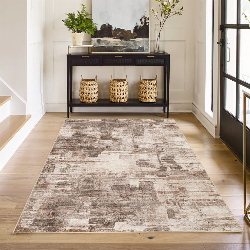 Tapis ultra-doux lavable à la machine Artisanab Abstract, Rectangle 5 pi x 7 pi