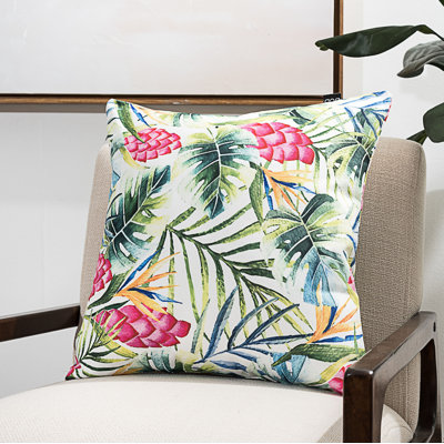  Colorful Tropic Floral Throw Pillow