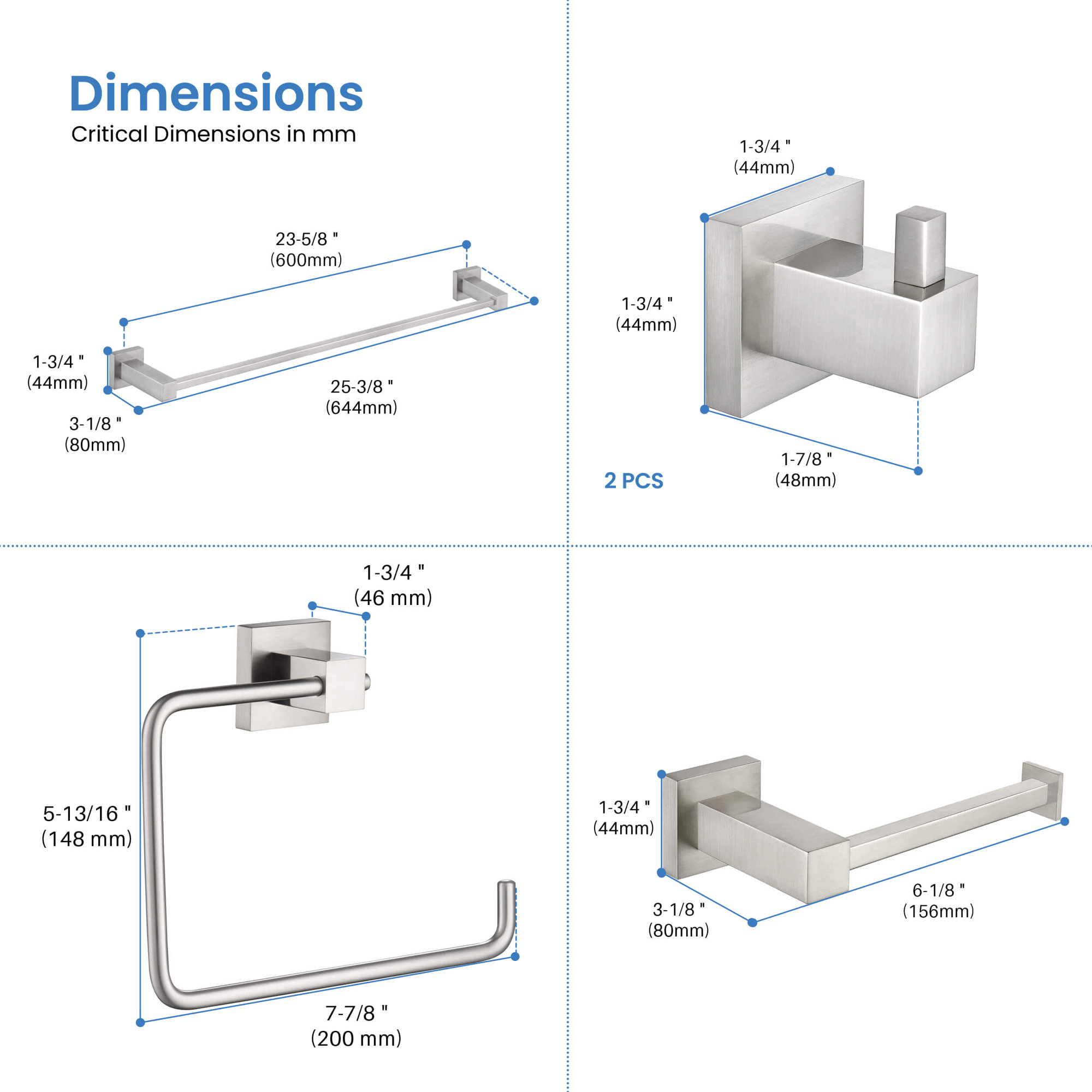 5 - Piece Bathroom Hardware Set, Brushed Nickel