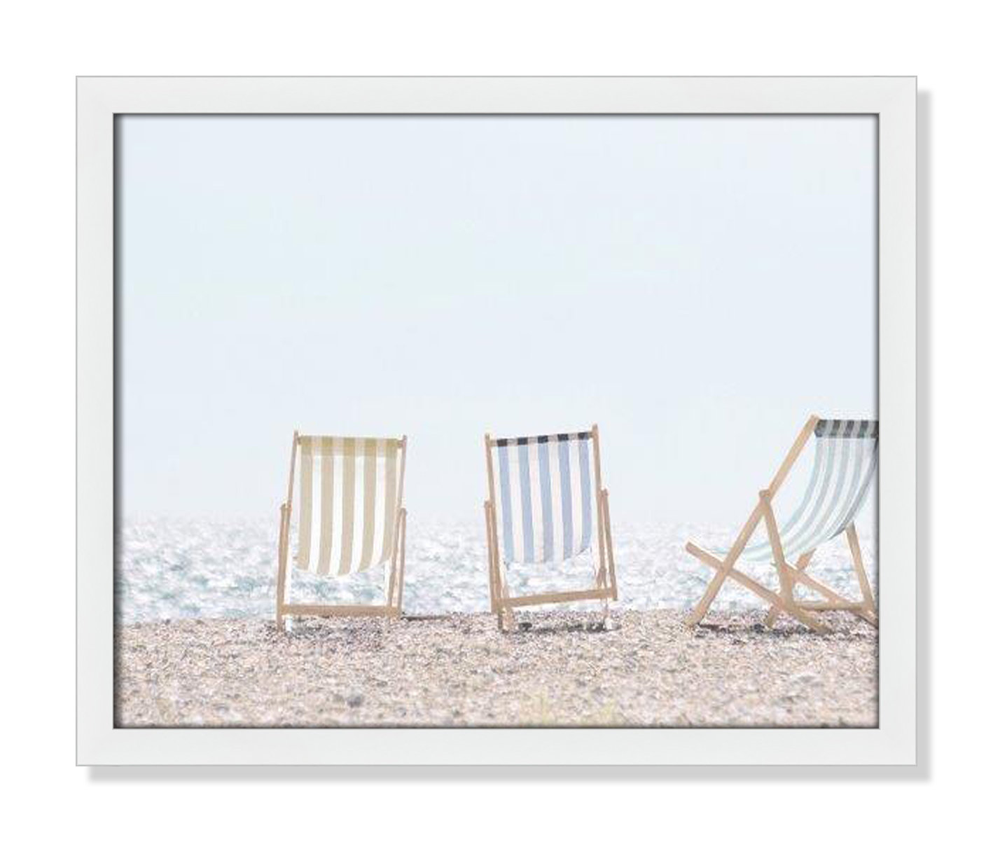 Adriatica "Beach Chairs" Print by Leah Straatsma, 16" H x 19" W x 1.25" D, Satin White