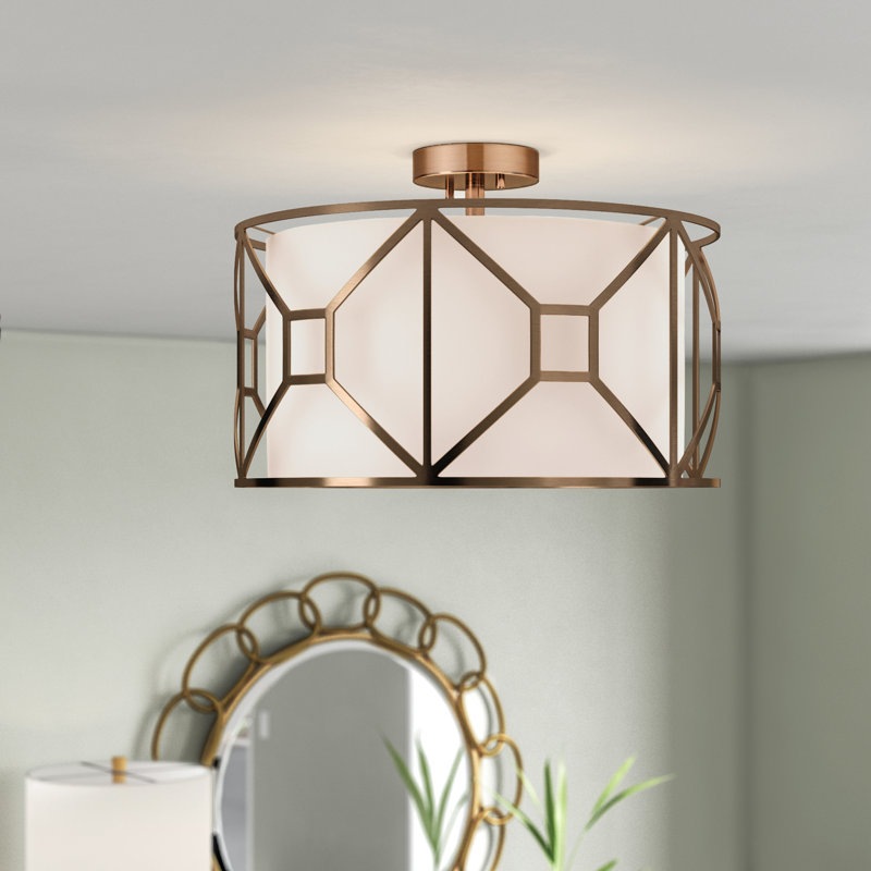 Hultgren LED Semi Flush Mount, 8.5" H x 17" W x 17" D, Brass
