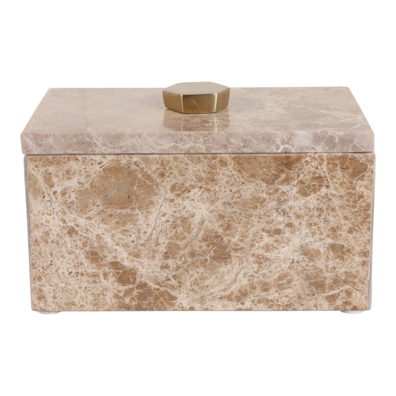 Contemporary Marble Rectangular Keepsake Decorative Box with Lid for Home Decor - Modern Elegant Storage Organizer for Office Shelf - 7"