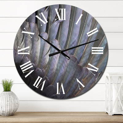 Plumes noires et blanches - Horloge murale traditionnelle