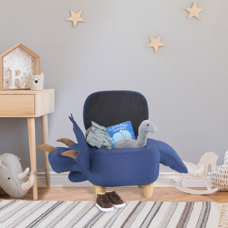 Critter Sitter 15 po Repose-pieds avec rangement Triceratops Dino bleu et hauteur de siège