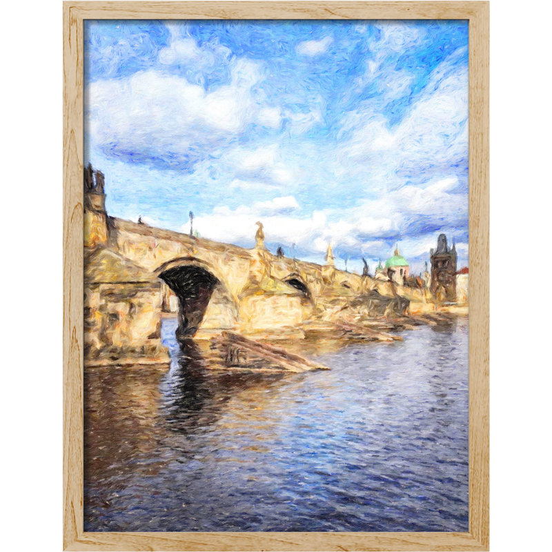 «Riverwalk Bridge Pastel Sky Ocean» sur papier, Naturel, H 10 po x l 8 po