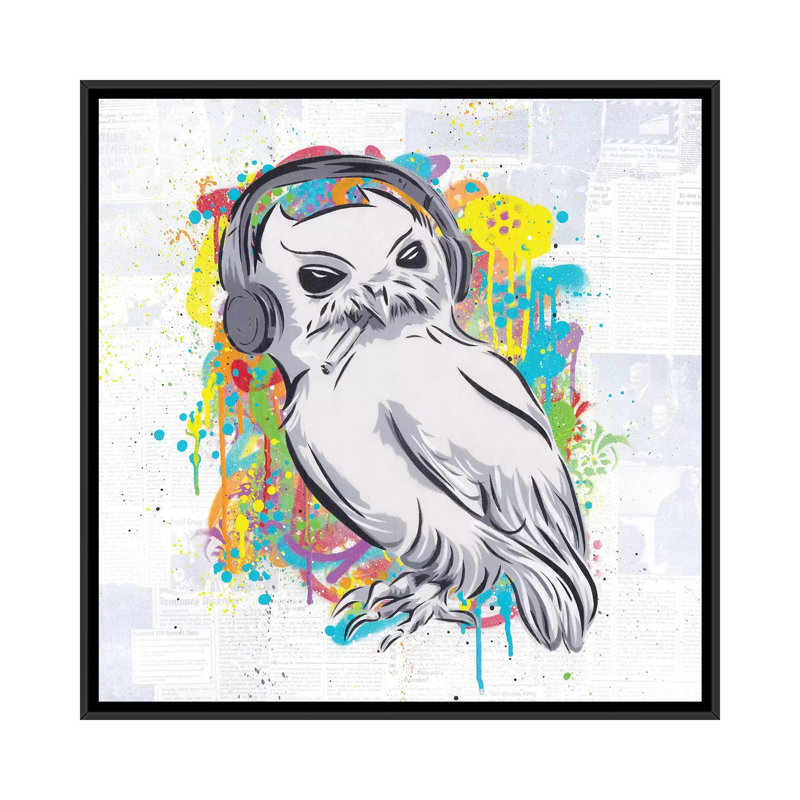 « the oiseau », reproduction d’impression sur toile, H 18 po x l 18 po x P 1,5 po, Toile avec cadre noir, Pas de tapis