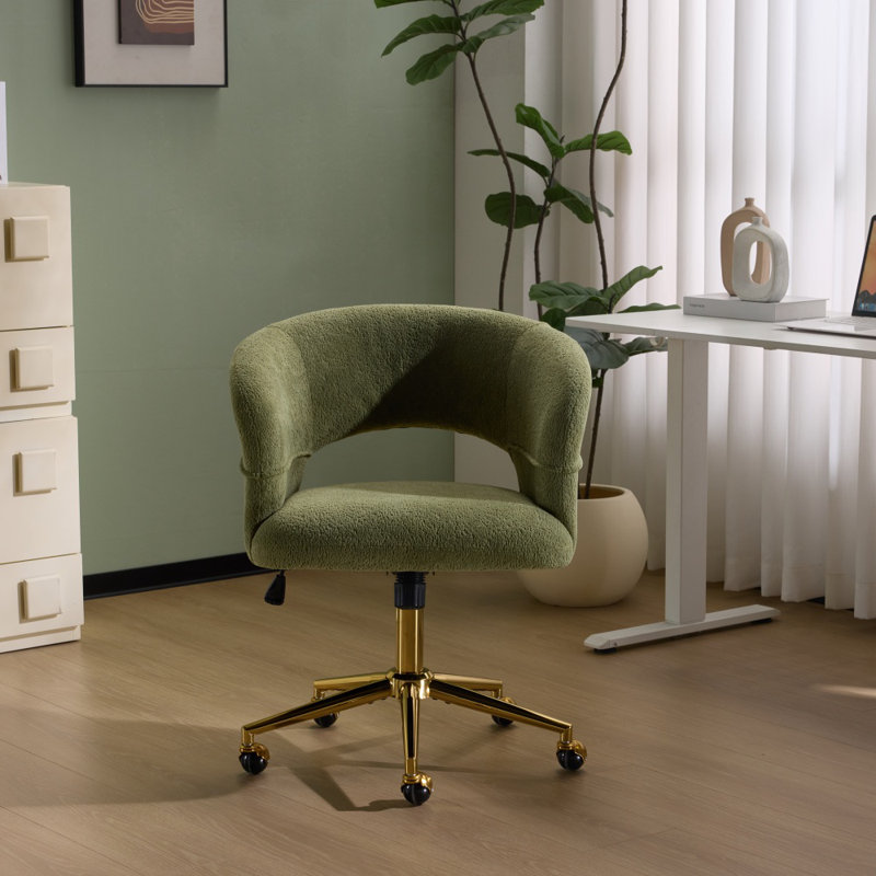 Chaise de bureau pivotante 25,1 pouces, Vert olive