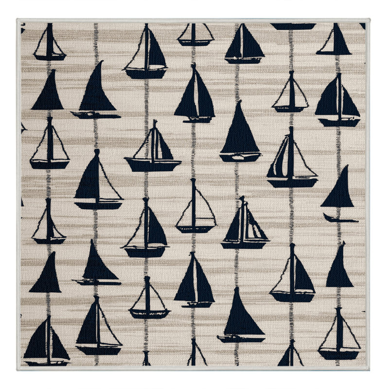  Tapis bord de mer lavable Silhouettes, Carré 4 pi
