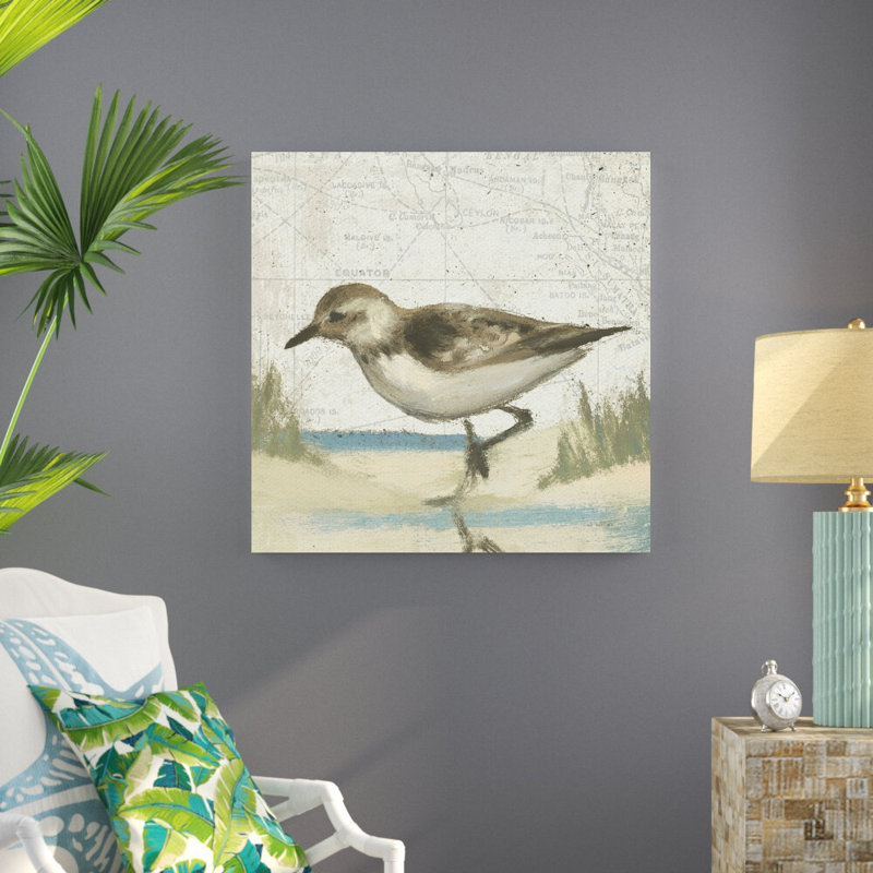 «Beach Bird IV» par James Wiens - reproduction d'art sur toile tendue, H 36 po x l 36 po