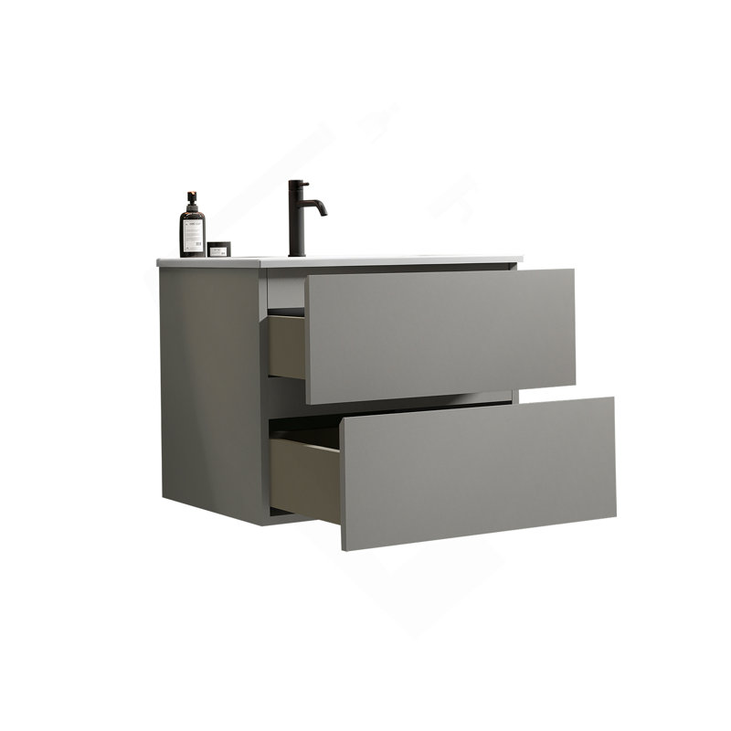 Meuble-lavabo mural 24 po avec lavabo, Gris