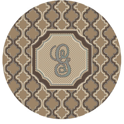 Tapis bleu/brun tissé à la machine monogrammes Lanikai