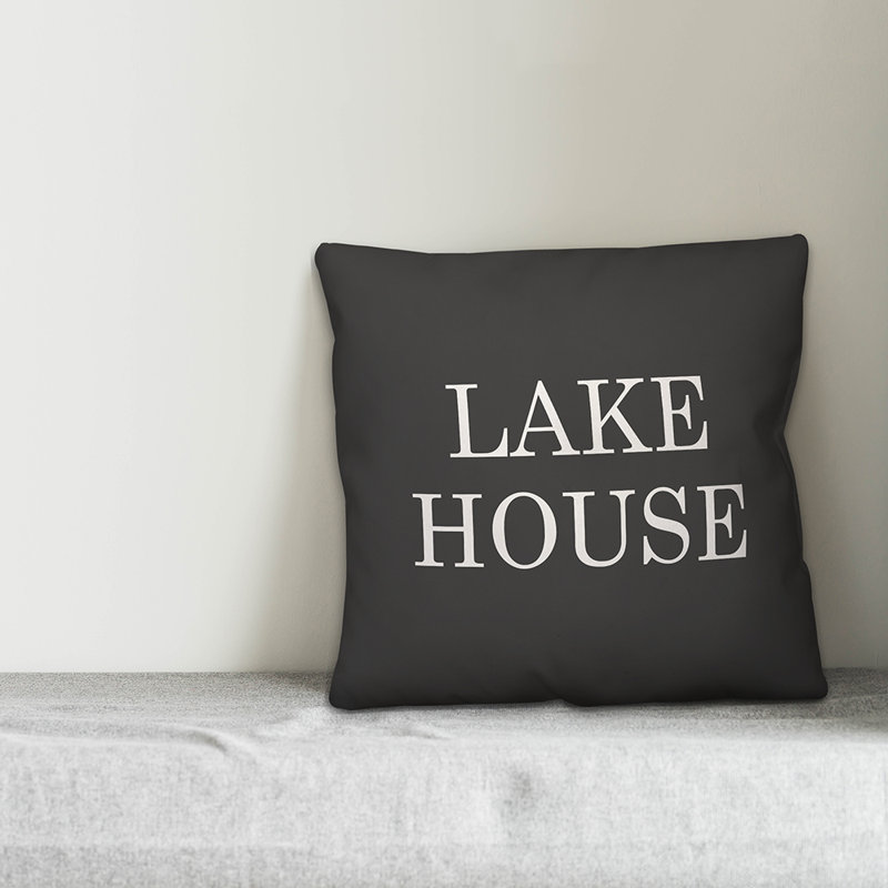  Coussin intérieur / extérieur Lake House, H 20 po x l 20 po, Noir / blanc