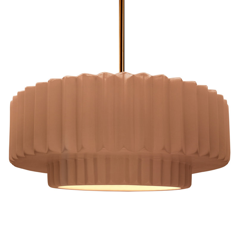 Luminaire suspendu 1 lumière Meydan, H 6 po x l 16,25 po x P 16,25 po, Adobe / laiton, Laiton brossé