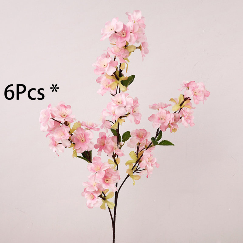 6 branches de fleurs de cerisier pour vase longues tiges de fleurs artificielles printemps été décor de soie de cerisier branches pour la table de mariage