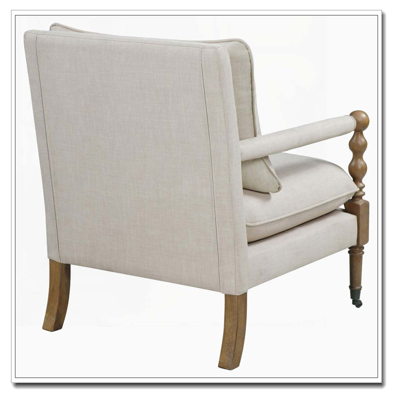 Chaise d'appoint en bois avec coussins moelleux et roulettes
