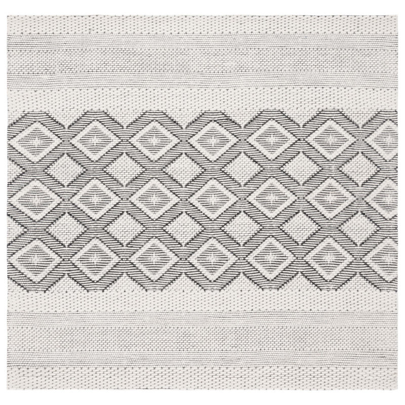 Tapis géométrique en laine / coton tissé à la main Allyx, Carré 6 pi