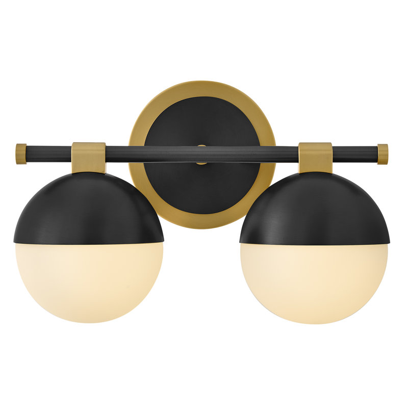 Petit meuble-lavabo Hinkley Bowie, H 9 po x l 14,25 po x P 8,25 po, Deux lumières, Laiton laqué / noir