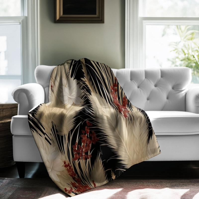Jeté Fluffy Feathered Fields - 1 pièce Sherpa B Premium, Grand lit