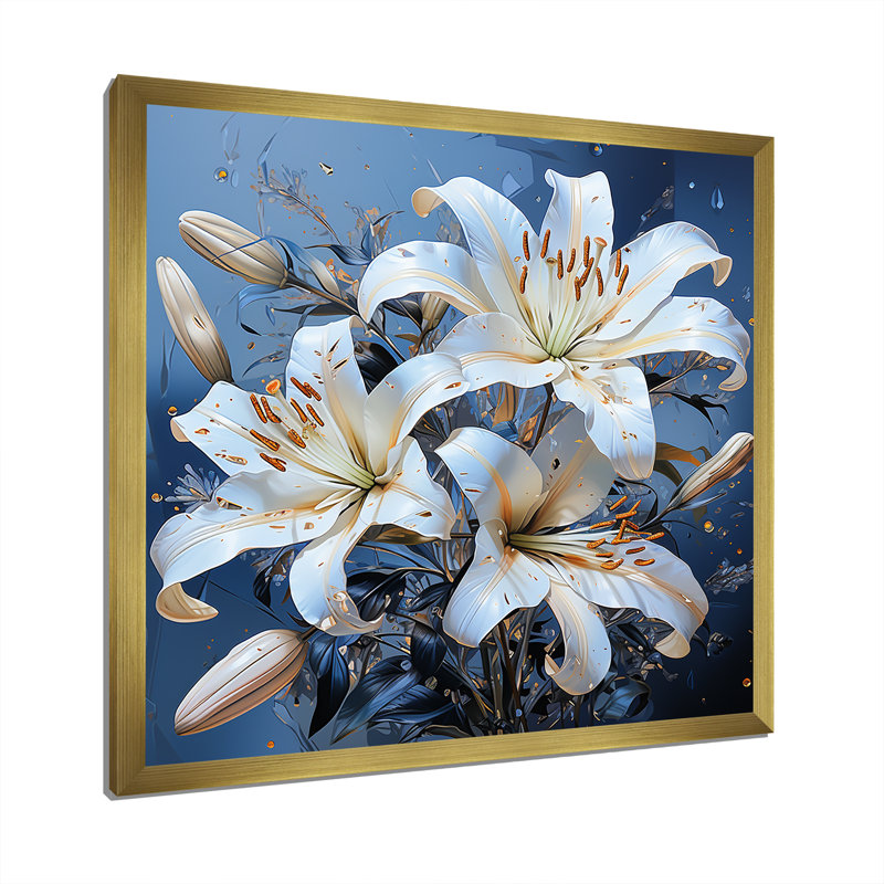 «Radiant Serenade Lily Petals III», reproduction sur toile, Cadre doré simple, H 36 po x l 36 po x P 1,5 po
