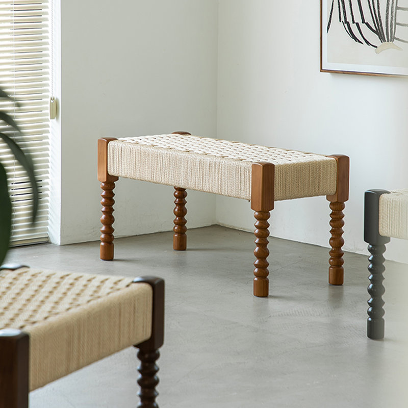 Banc rembourré en noyer foncé, Noyer clair