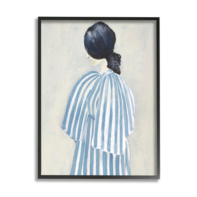 " Girl In Blue Striped Dress " Painting Print