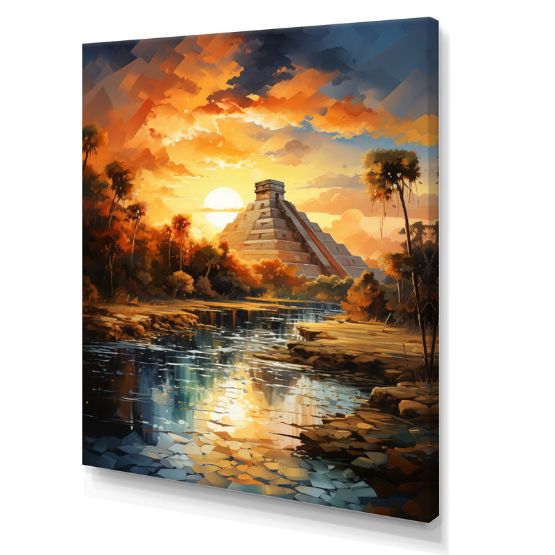 Brieaddy, Mexique, coucher de soleil à Chichen Itza III, H 32 po x l 16 po x P 1 po, Toile tendue