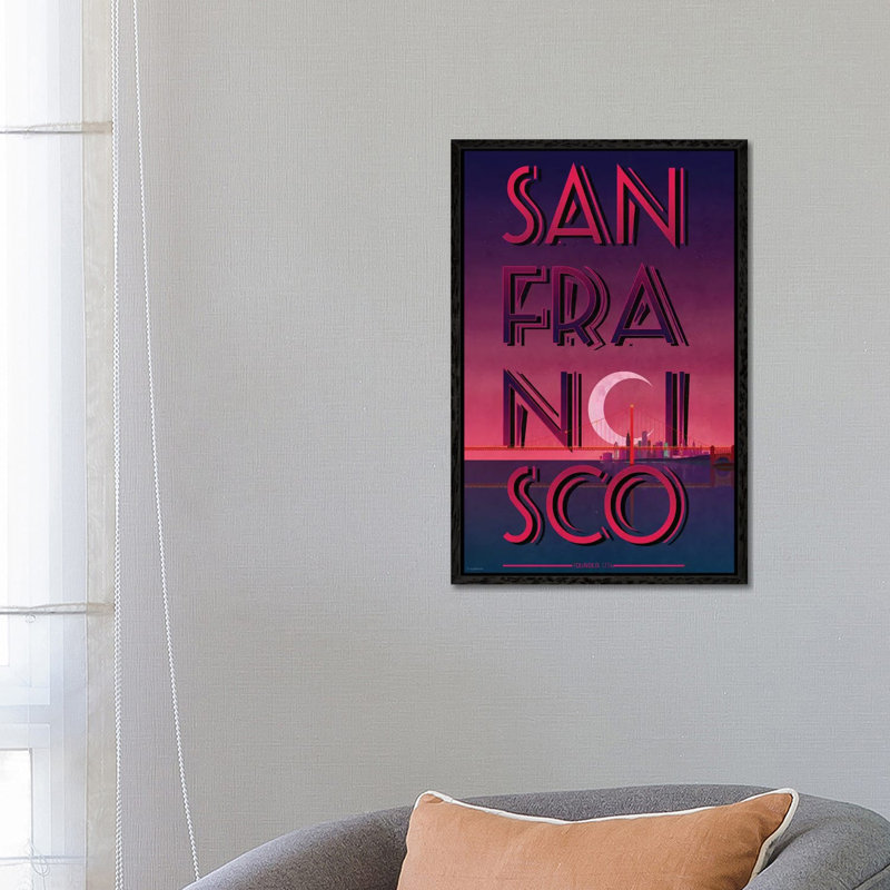 San Francisco - Print on Canvas, 66.04 cm H x 45.72 cm W, Black Framed
