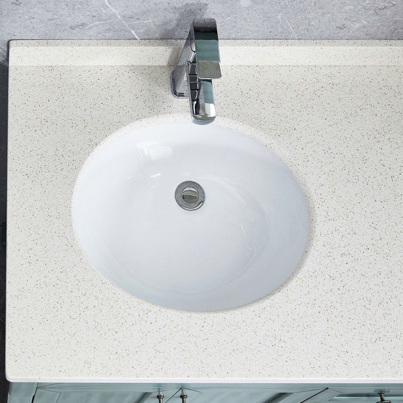White Oval Ceramic Washbasin - Undermount, Heat, Stain, Scratch, Rust With Overflow Stain Lavatory Sink For Decoration White,