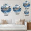 Horloge murale moderne abstraite bleu et or I-963117112